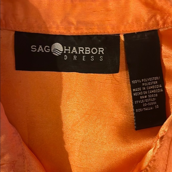 Sag Harbor Orange Sleeveless Ruffled Button Down and Pants Set. - Picture 2 of 6